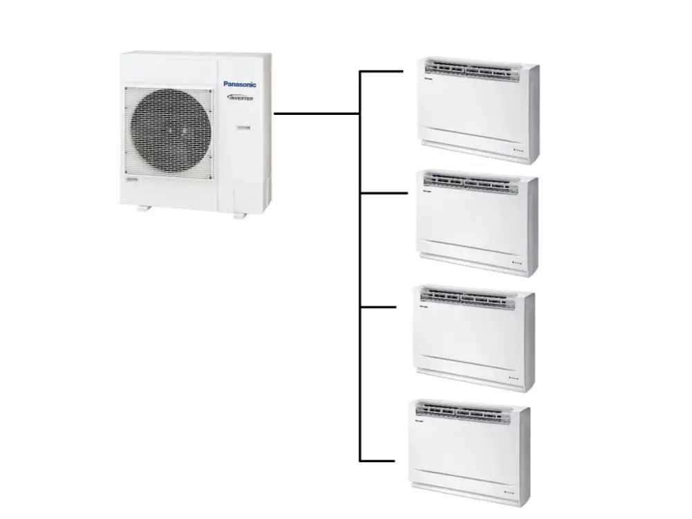 Parapetní Klimatizace Panasonic Ufe 1+4 ( 2,5kW + 2,5kW + 2,5kW + 2,5kW) Multi-split R32 Poslední Šance