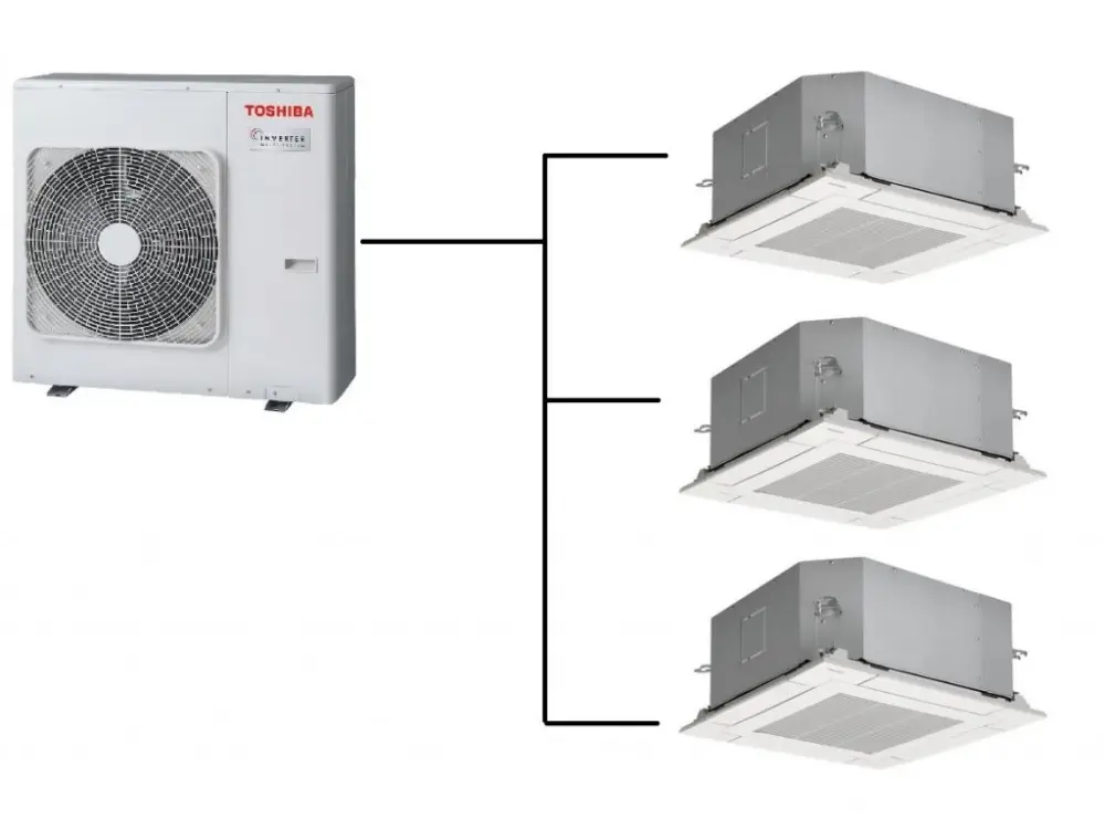 Kazetová Klimatizace Toshiba 1+3 (2,7kW + 2,7kW + 2,7kW) Multi-split R32 včetně montáže Odeslání Ihned