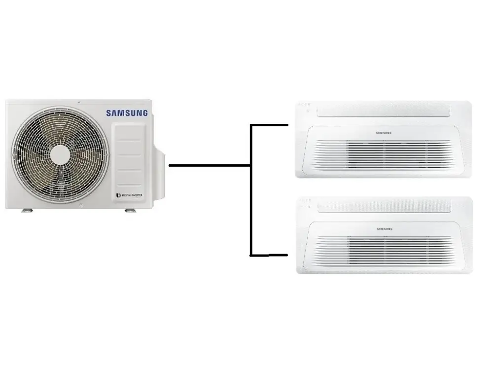 Kazetová Klimatizace Samsung Wind Free 1-Way 1+2 (2,6kW + 2,6kW) Multi-split R32 Pouze Dnes
