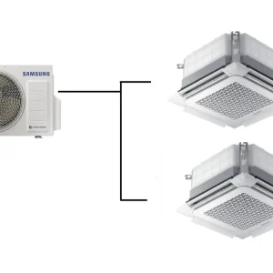 Kazetová Klimatizace Samsung Wind Free 4-Way Mini Cassette 1+2 (2,6kW + 2,6kW) Multi-split R32 Sleva