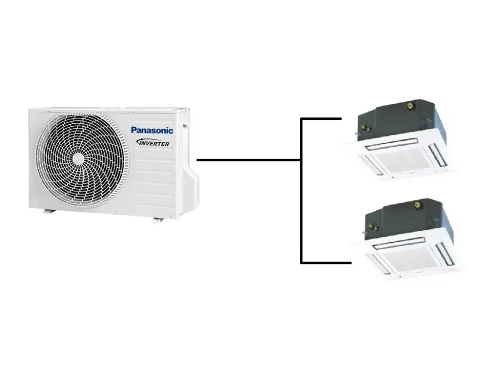Kazetová Klimatizace Panasonic 1+2 (2kW + 2kW) Multi-split R32 včetně montáže Objednat Nyní