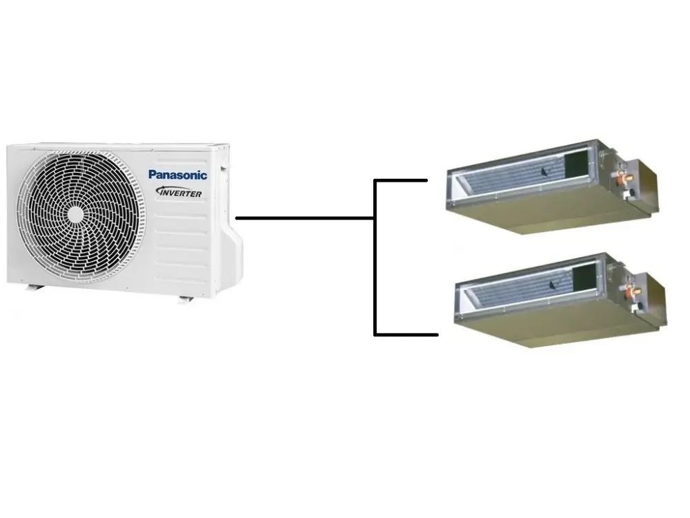Kanálová Klimatizace Panasonic 1+2 (2kW + 2kW) Multi-split R32 včetně montáže Sleva