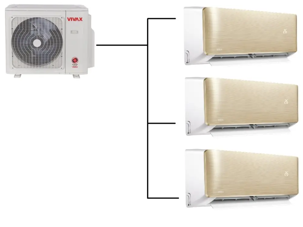 Tovární Cena Klimatizace Vivax Design R+ gold 1+3 (2,7kW + 2,7kW + 3,5kW) Multi-split R32