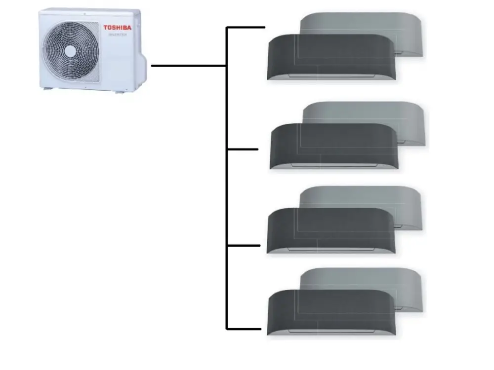 Speciální Cena Klimatizace Toshiba Haori 1+4 ( 2,5kW + 2,5kW + 2,5kW + 2,5kW ) Multi-split R32