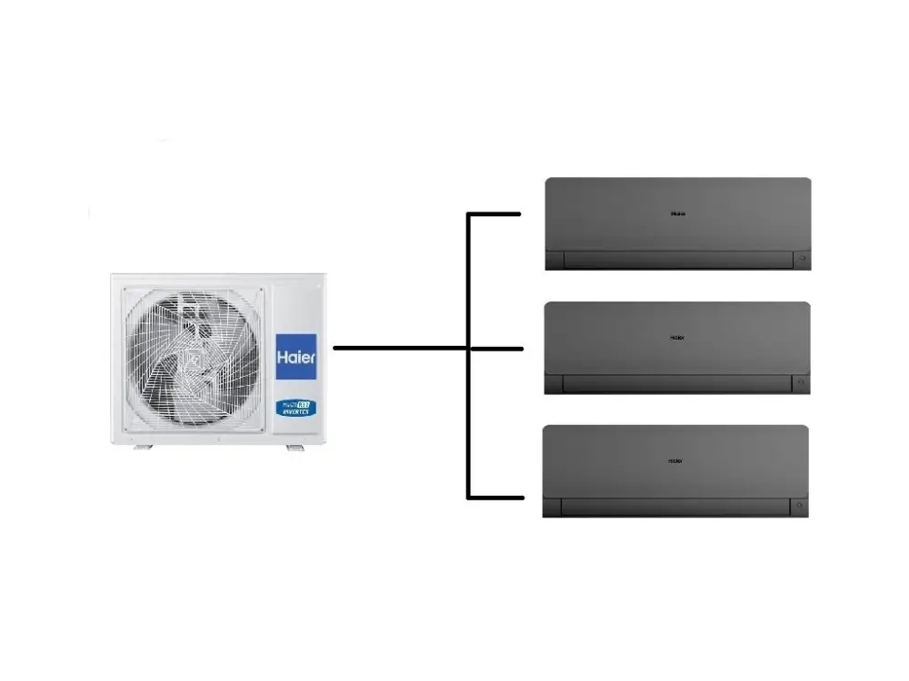 Tovární Cena Klimatizace Haier Flexis plus černá 1+3(2,6kW + 2,6kW + 2,6kW) Multi-split R32 včetně montáže