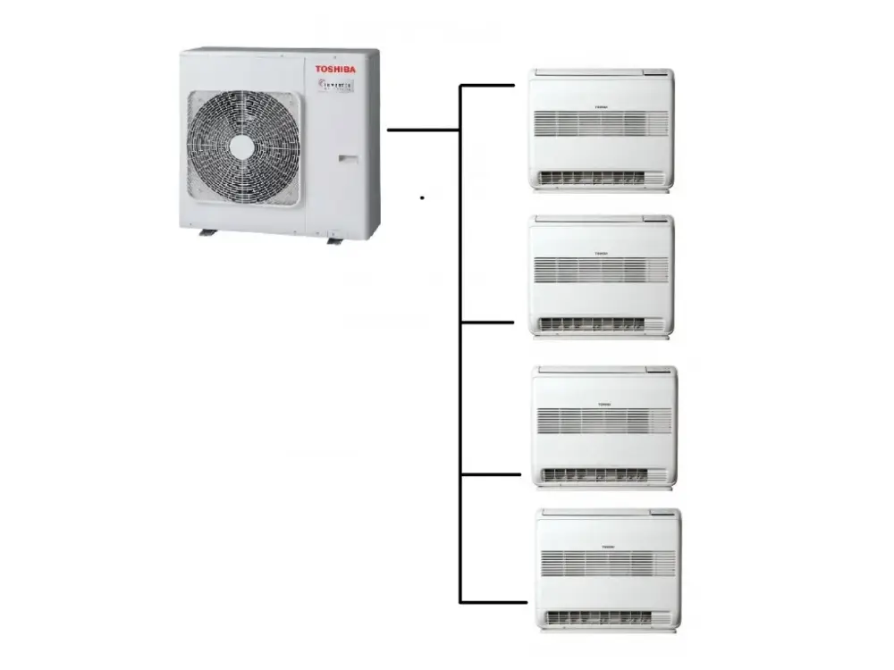 Sezónní Sleva Parapetní Klimatizace Toshiba Suzumi 1+4 (2,5kW + 2,5kW + 2,5kW + 2,5kW) Multi-split R32 včetně montáže