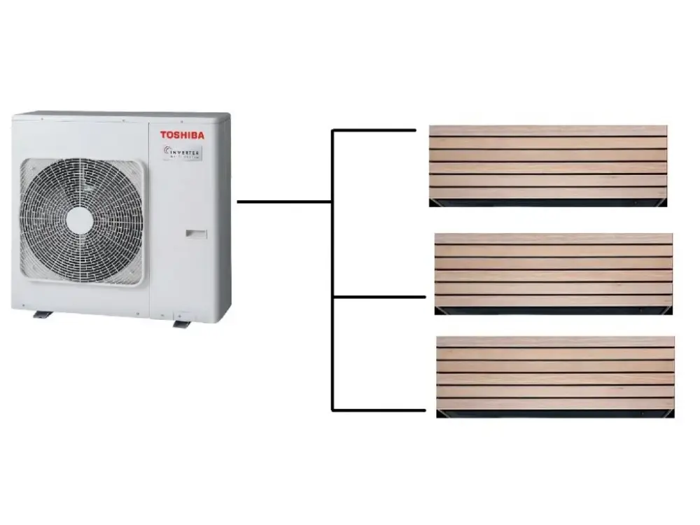 Sezónní Sleva Klimatizace Toshiba Daiseikai 10 Wood 1+3 (2,5kW + 2,5kW + 3,5kW) Multi-split R32 včetně montáže