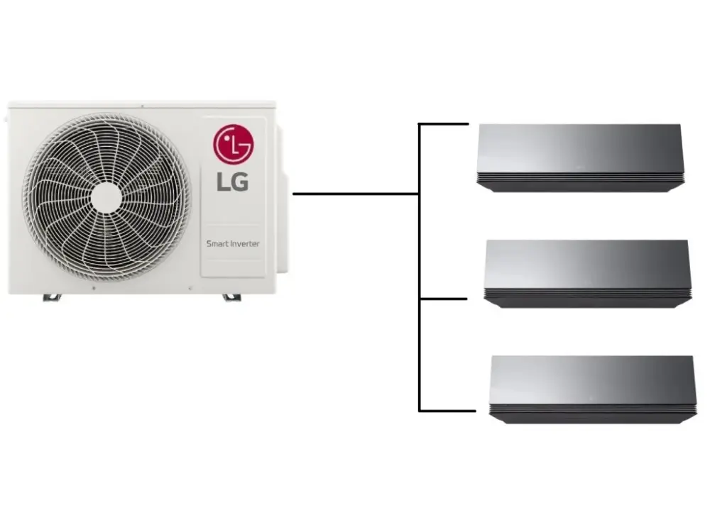 Sezónní Sleva Klimatizace LG AI Air Mirror 1+3 ( 2,5kW + 2,5kW + 3,5kW) Multi-split R32 včetně montáže