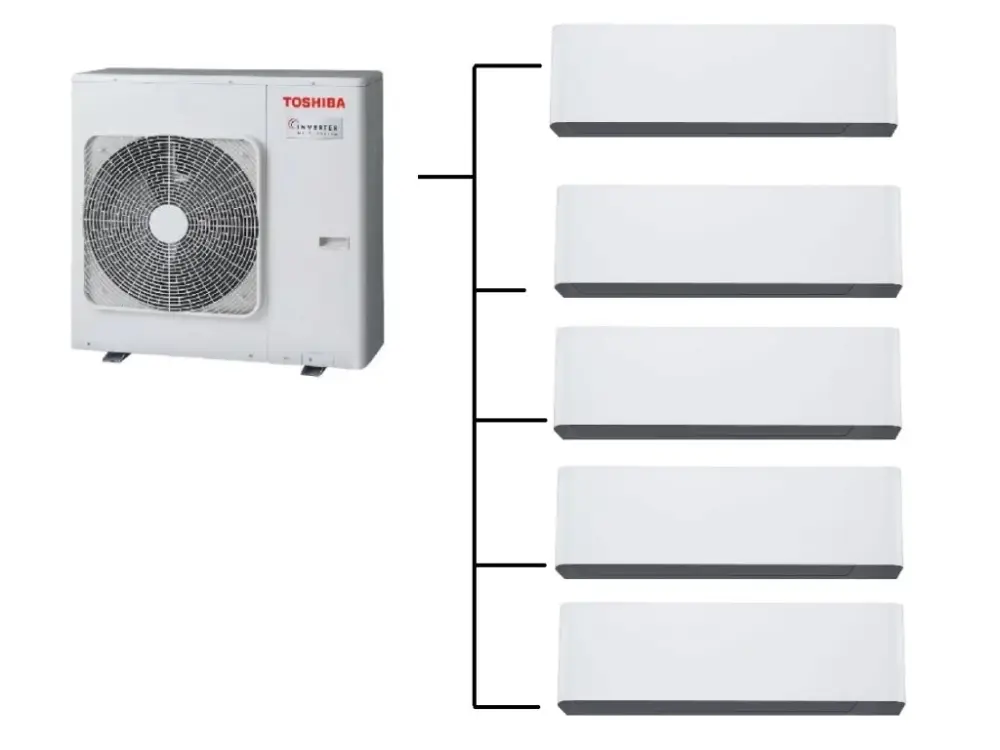Klimatizace Toshiba Shorai Curve white 1+5 ( 2,5kW + 2,5kW + 2,5kW + 2,5kW + 2,5kW ) Multi-split R32 Výprodej