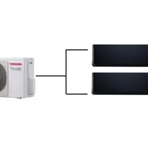 Klimatizace Toshiba Shorai Curve black 1+2 ( 2,5kW + 2,5kW) Multi-split R32 včetně montáže Výprodej