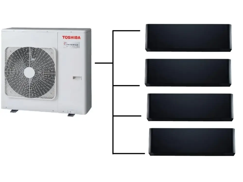 Klimatizace Toshiba Shorai Curve black 1+4 ( 2,5kW + 2,5kW + 2,5kW + 2,5kW ) Multi-split R32 Akční Cena
