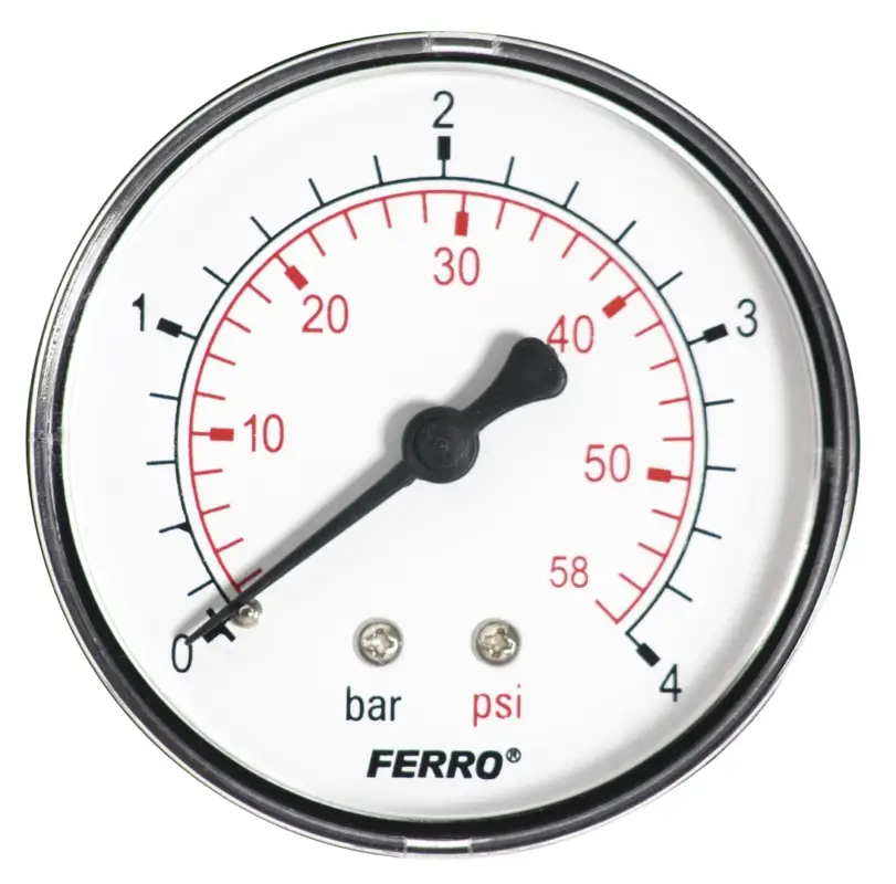 Manometr - tlakoměr 63mm 1/4" Axiál - zadní vývod 0-4 bar Hit Sezóny