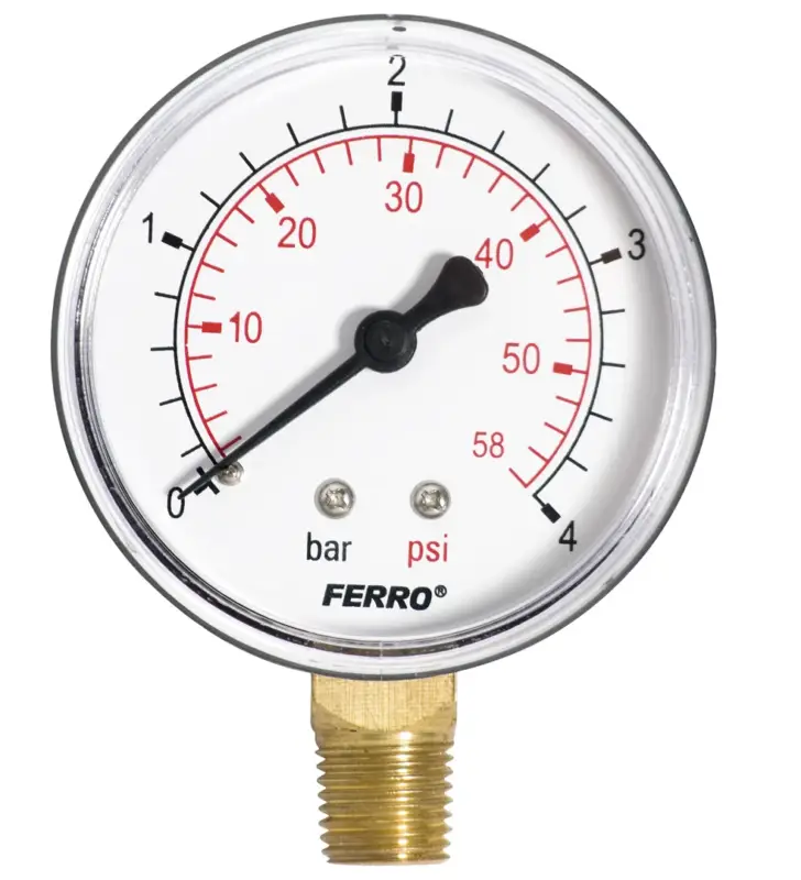 Manometr - tlakoměr 63mm 1/4" Radiál - spodní vývod 0-4 bar Koupit Online