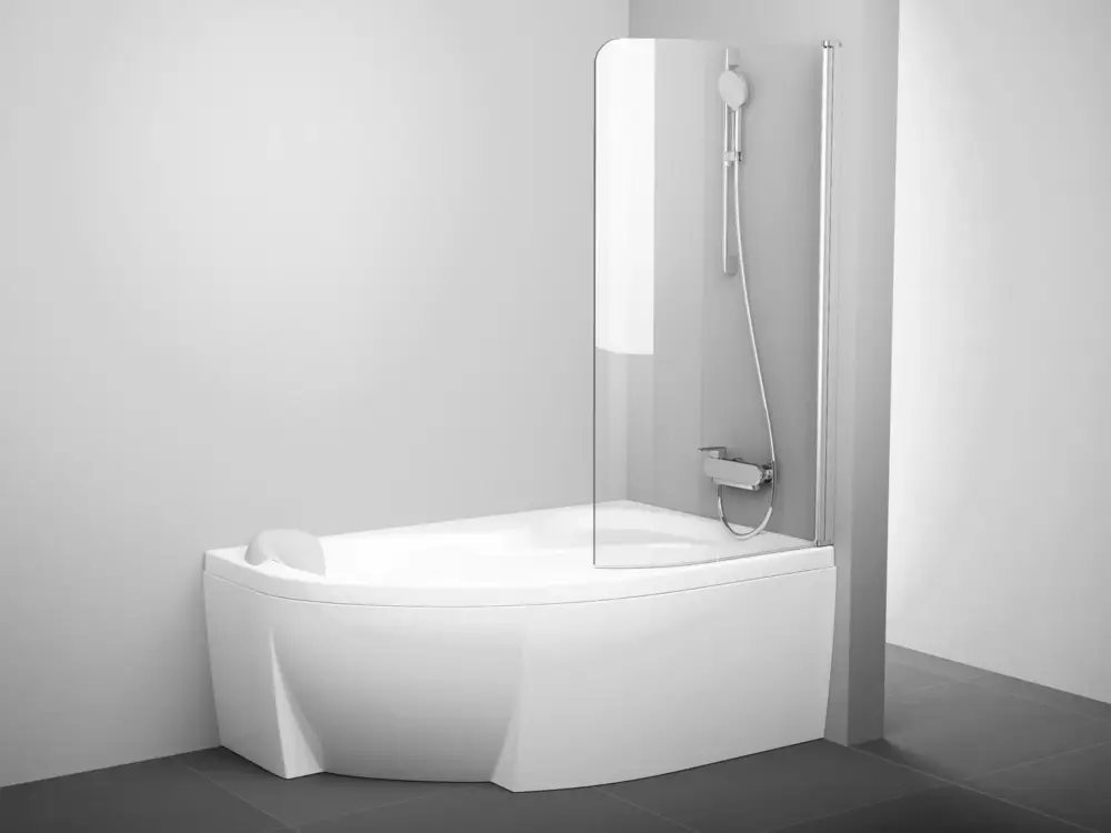 Ravak Vanová zástěna CVSK1 ROSA 140/150 R satin+Transparent Autentický
