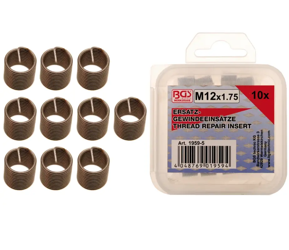 Autentický BGS Závitová vložka M12x1,75, sada 10 kusů