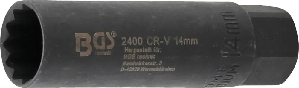 BGS Hlavice nástrčná pro zapalovací svíčky 3/8" x 14mm,délka 65mm,vnějši průměr 20mm,12 ti hra Sleva