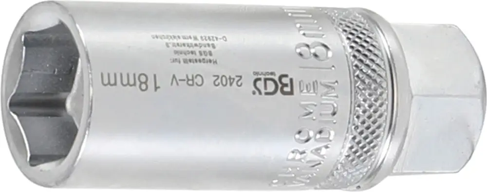 Akční Cena BGS Hlavice nástrčná pro zapalovací svíčky s pružinou 1/2" x 18mm,6.ti hranná,Chrom Vanadium