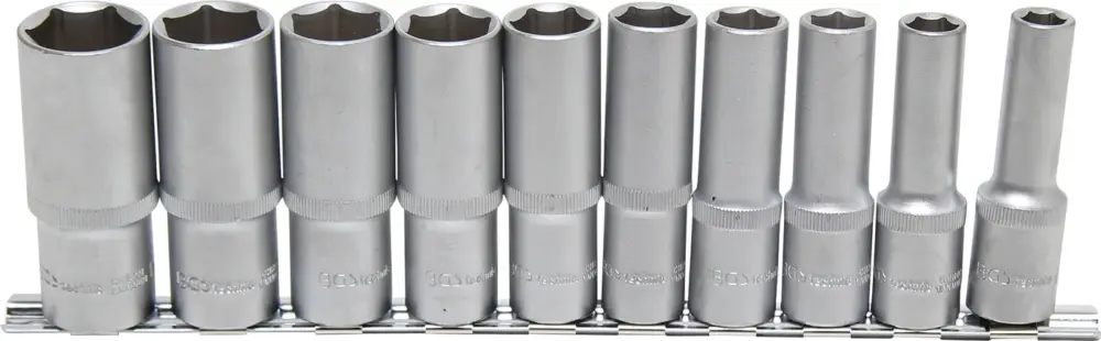 BGS Hlavice nástrčné 1/2"; 3/8"-15/16" prodloužené, na kolejnici,11 dílů Must-Have