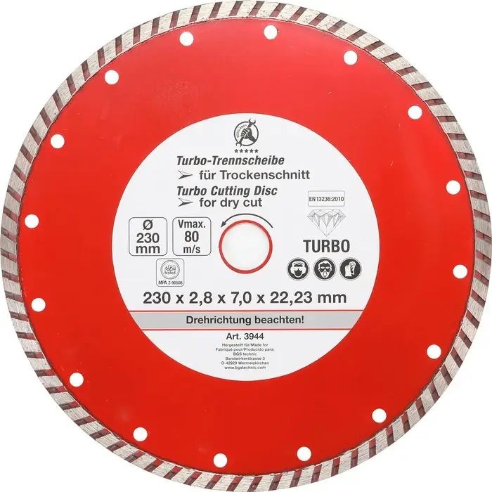 Cenově Výhodný BGS Kotouč diamantový 230 mm, turbo segment