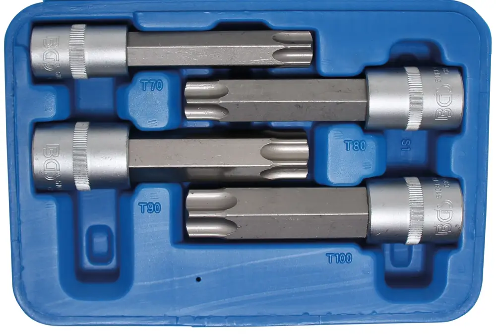 Nejprodávanější BGS Hlavice nástrčné, 12,5 mm (1/2"), MAXI, T-profil (pro Torx) s otvorem, 4dílná sada