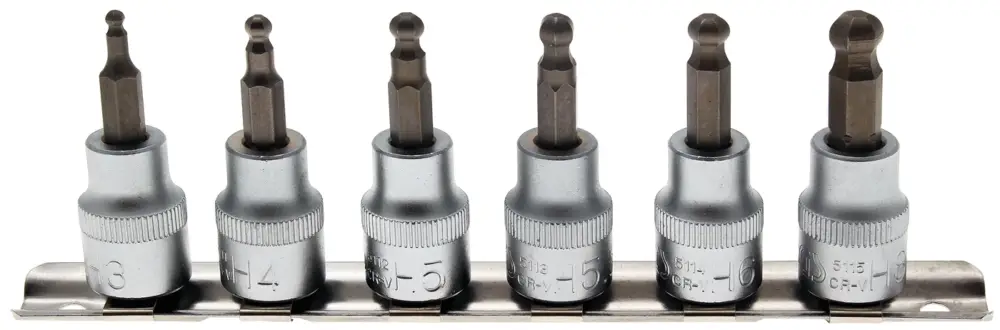 BGS Nástrčné hlavice,10 mm (3/8"), vnitřní šestihran s koulí 3 - 8 mm, 7dílná sada Nová Kolekce