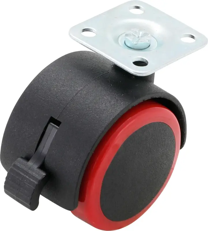 Akční Nabídka BGS Dvojité otočné kolečko s brzdou, červené/černé, 50 mm