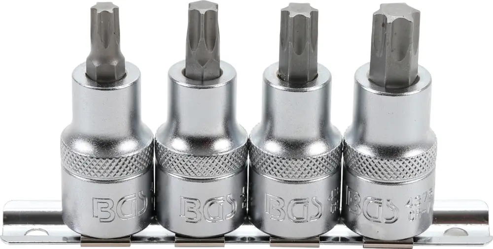 Ověřený BGS Hlavice nástrčné, 12,5 mm (1/2"), T-profil (pro Torx) T40 - T55, 4dílná sada