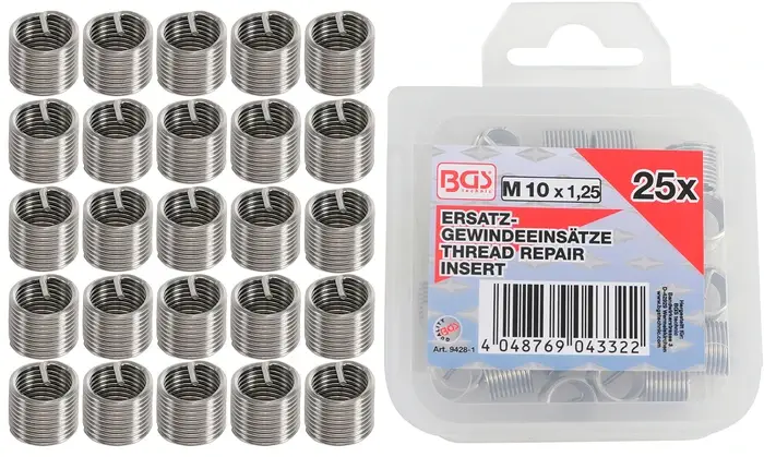BGS Vložky náhradní M10 x 1,25; 25 ks Nejlepší Cena
