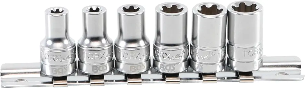Vysoce Kvalitní BGS Hlavice nástrčné T-profil Plus (pro Torx Plus), 6,3 mm (1/4"), 6EP – 12EP, 6 dílná sada