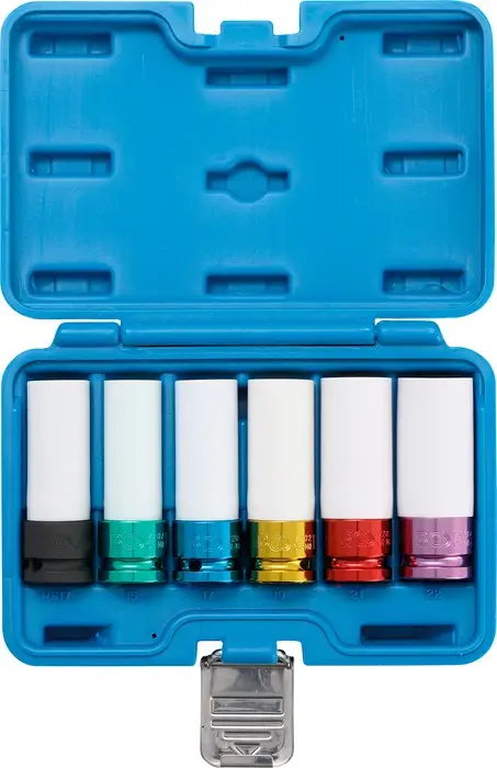 Vysoce Kvalitní BGS Hlavice nástrčné 1/2", 15 - 22 mm, prodluž.,s plast. ochrannou, sada 6 dílů