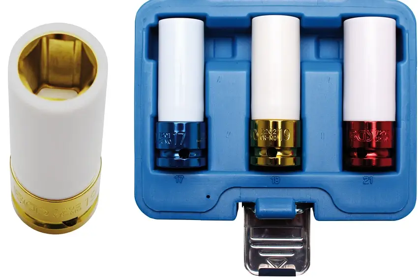 Nová Kolekce BGS Hlavice nástrčné 1/2" 17+19+21 mm, prodloužené, pro Al kola, 3ks