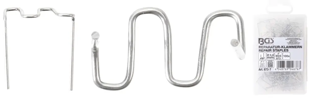 Časově Omezené BGS W-profil spony, zahnuté, náhradní, balení 100ks; 0,8 mm