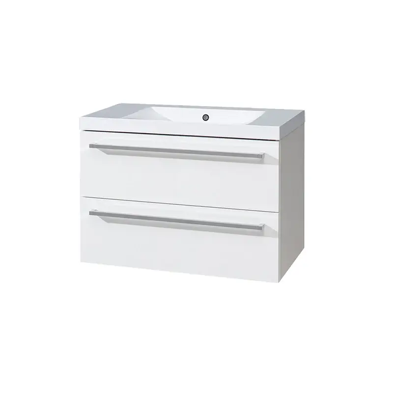 Značkový Koupelnová skříňka s umyvadlem z litého mramoru 80 cm,bílá/bílá