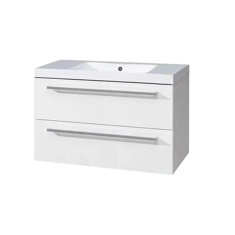 Koupelnová skříňka, umyvadlo litý mramor, 100 cm, bílá/bílá Oblíbený
