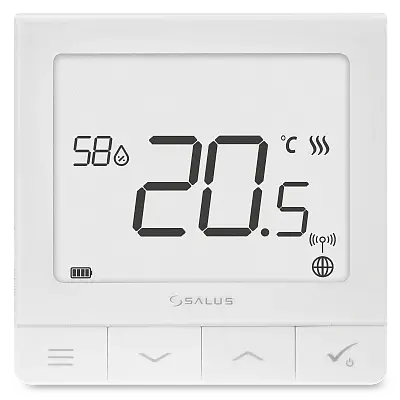 SALUS Ultratenký termostat s čidlem vlhkosti a vestavěnou Li-Ion baterií SQ610RF, Systém SMART HOME Omezená Nabídka