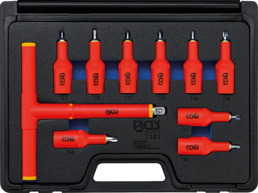 BGS VDE sada nástrčných hlavic, 12,5 mm (1/2"), T-profil (pro Torx) T20 – T55, 10dílná Finální Výprodej