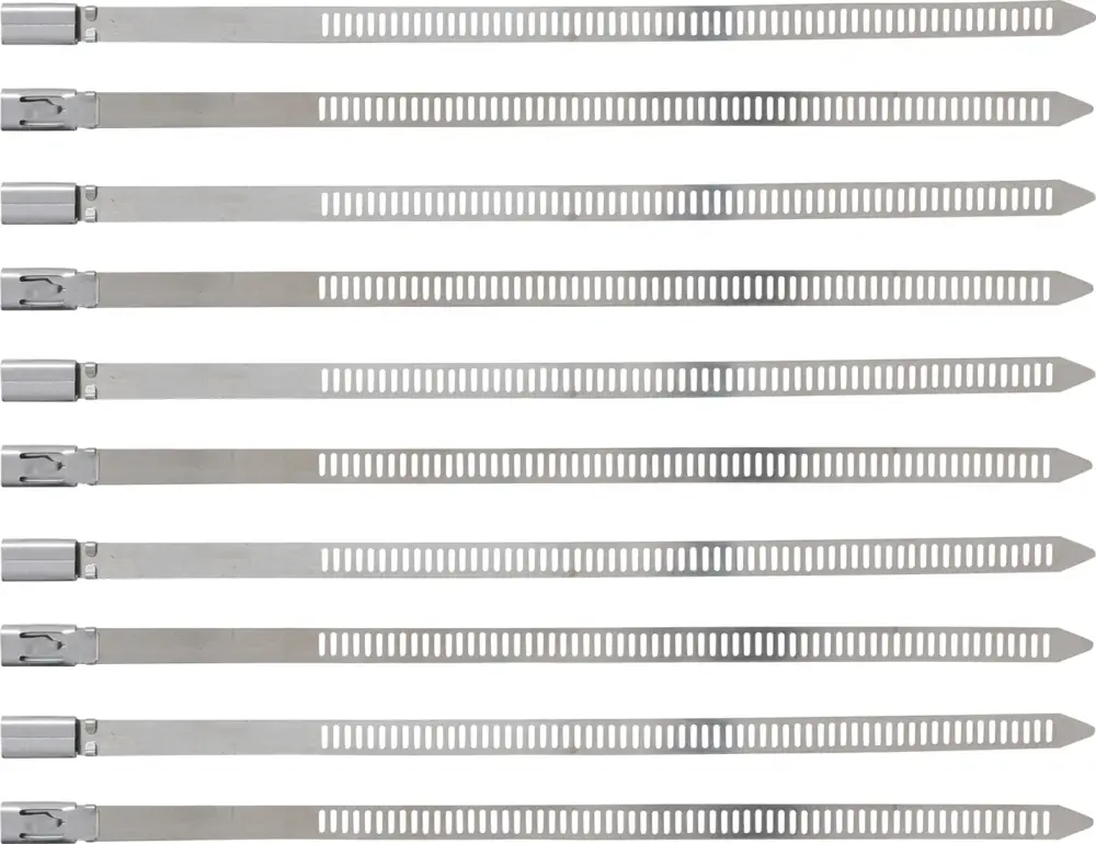 Ověřený BGS Souprava vázacích pásek, nerezové, 7,0 x 200 mm, 10dílná
