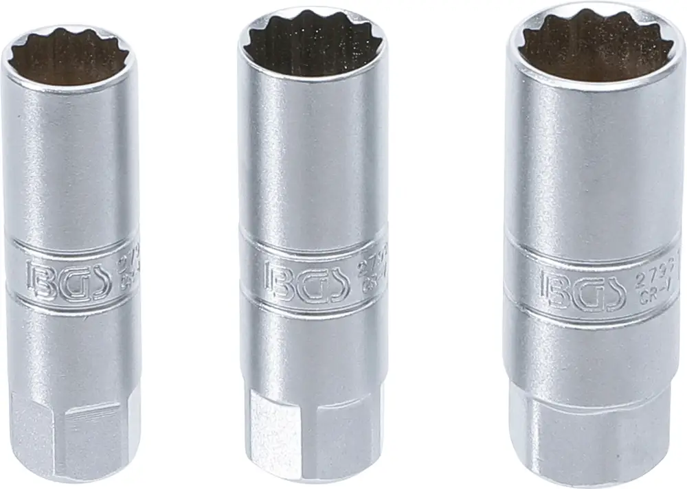 BGS Sada dvanáctihranných bitů na zapalovací svíčky, 10 mm (3/8"), 14 - 16 - 18 mm, 3dílná Víkendová Akce