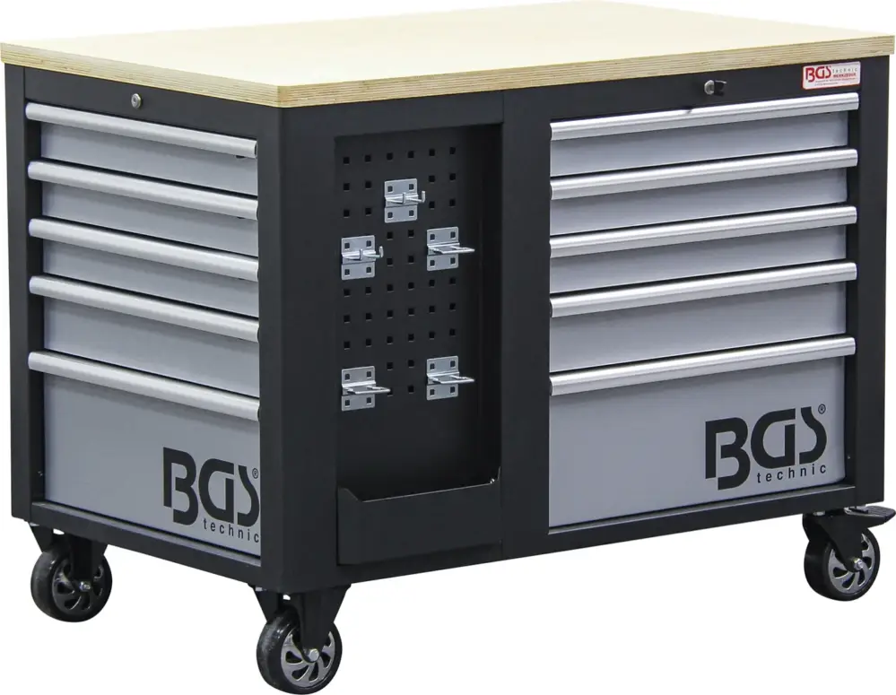 BGS Dílenský vozík, 2× 5 zásuvek, 1 skříňka, prázdný Koupit Online