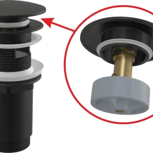 Cenová Bomba ALCAPLAST Výpust umyvadlová CLICK/CLACK G 5/4" s přepadem, velká zátka, kov, černá-mat A392BLACK