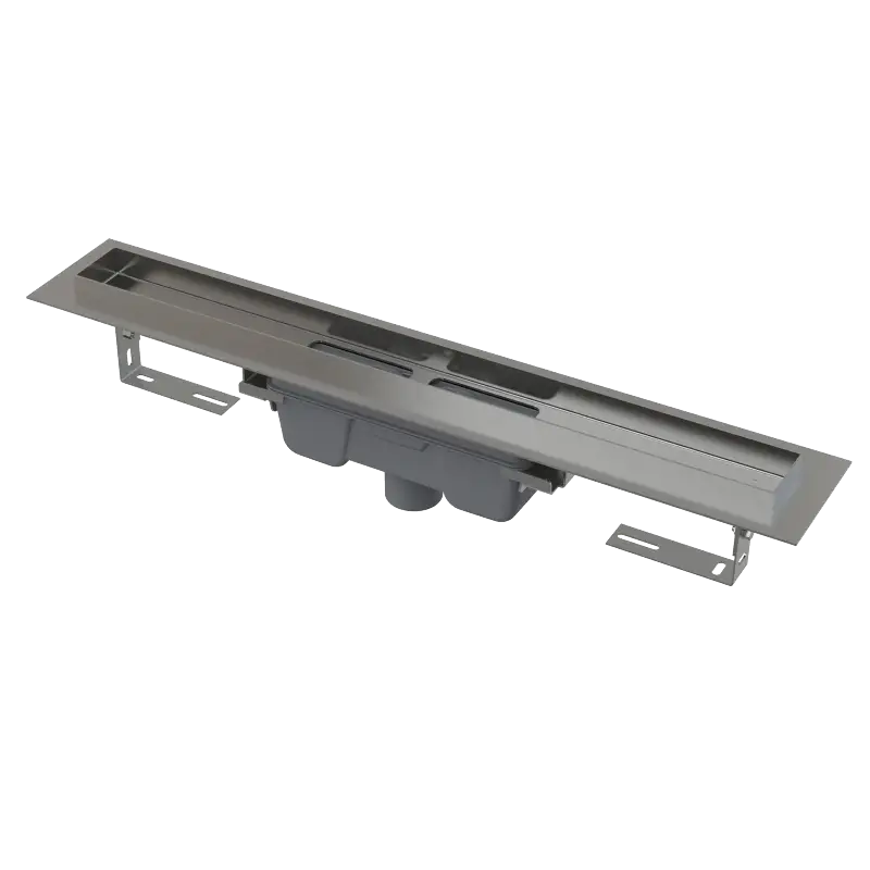 Pouze Dnes ALCAPLAST Sprchový liniový žlab nerezový, s okrajem, pro plný rošt, svislý odtok, délka 1050 mm APZ1006-1050