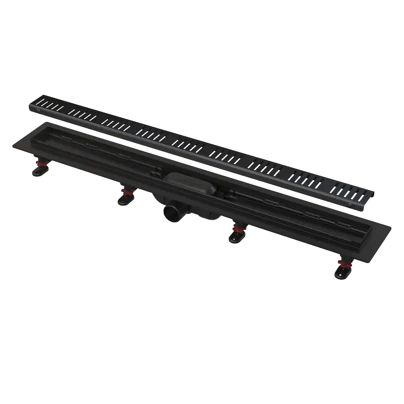 Oblíbený ALCAPLAST Sprchový liniový žlab plastový, s okrajem a perforovaným roštem, černá-mat, délka 850 mm APZ10BLACK-850M