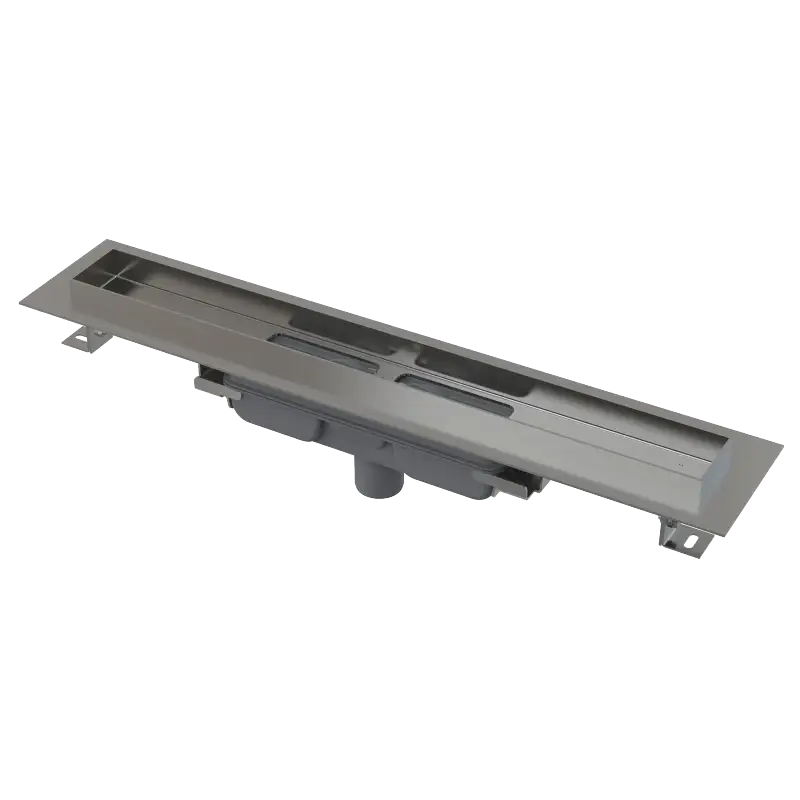 Kup Teď ALCAPLAST Sprchový liniový žlab nerezový, s okrajem, pro plný rošt, svislý odtok, délka 650 mm APZ1106-650