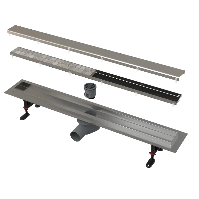 ALCAPLAST Sprchový liniový žlab nerezový, s okrajem a oboustranným roštem (plný / vložení dlažby), délka 650 mm APZ13-DOUBLE9-650 Akční Cena