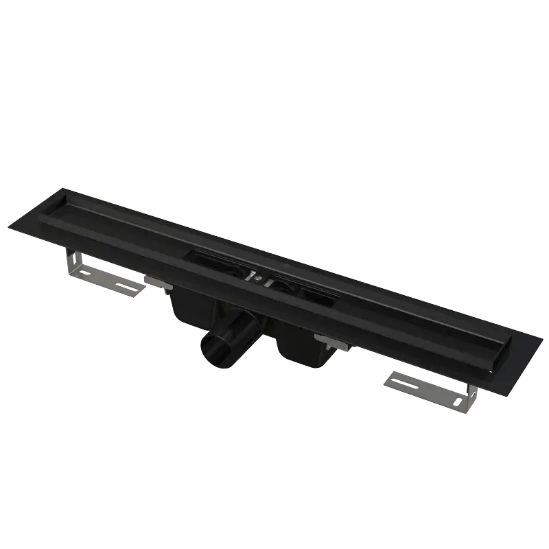 Zlevněný ALCAPLAST Sprchový liniový žlab nerezový, s okrajem, pro perforovaný rošt, černá-mat, délka 1150 mm APZ1BLACK-1150