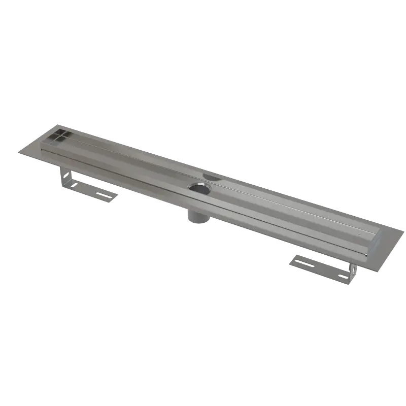 ALCAPLAST Sprchový liniový žlab nerezový, s okrajem, pro perforovaný rošt, bez zápachové uzávěry, délka 750 mm APZ2001-750 Aktuální