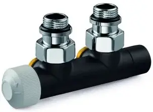Honeywell Therafix Design H-blok s termostat. ventilem, matné černé, rohové levé, DN15 Ihned K Objednání