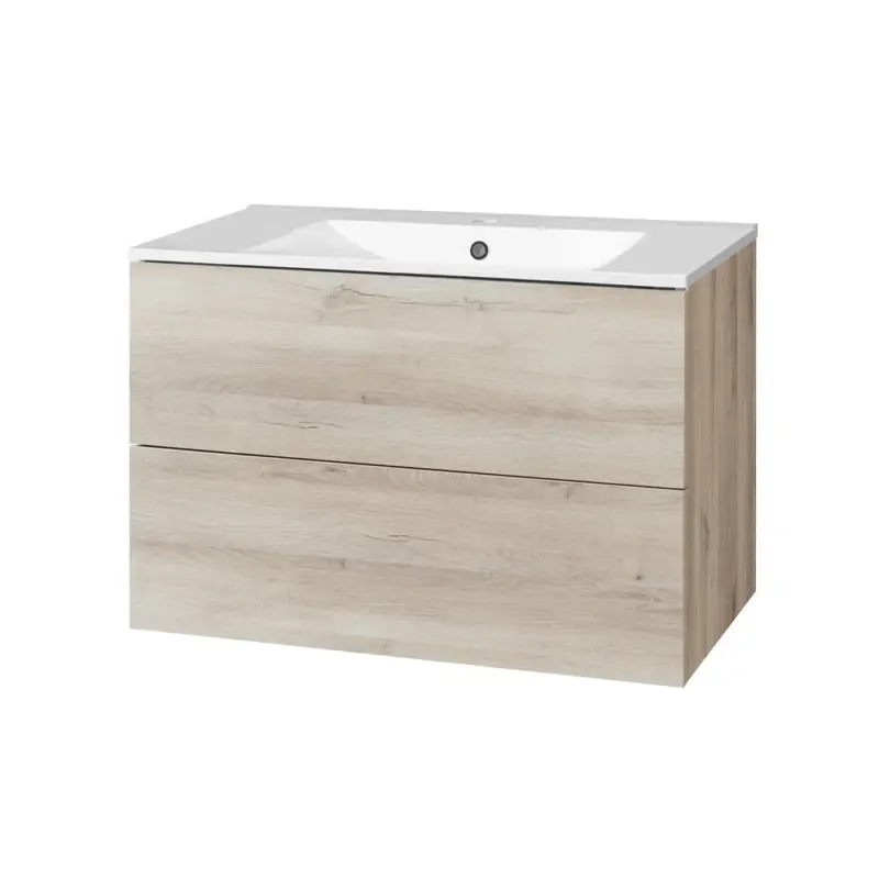 Koupit Online Aira, koupelnová skříňka s keramickým umyvadlem 80 cm, dub