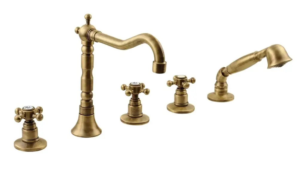 SAPHO ANTEA pětiprvková baterie na okraj vany s retro hubicí, bronz Expresní Doručení