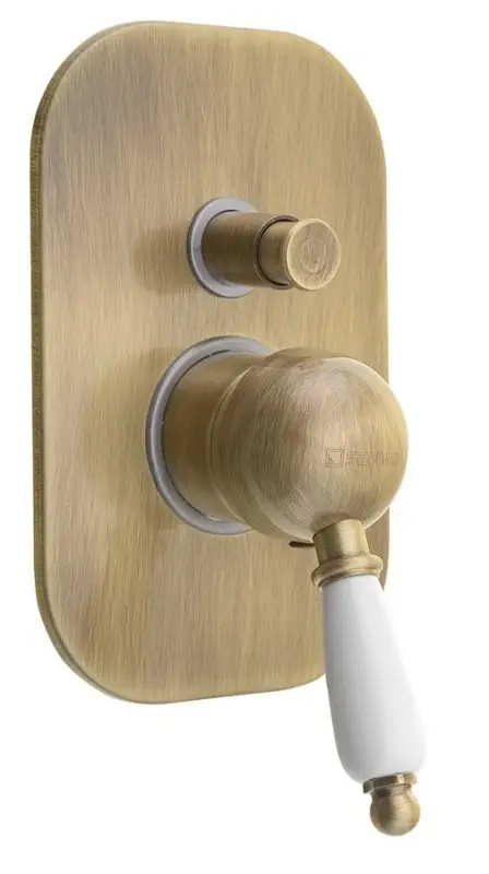 Nejlepší Cena SAPHO KIRKÉ WHITE podomítková sprchová baterie, 2 výstupy, bílá páčka, bronz